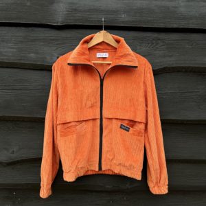 oranžová menčestrová bunda dámska menčestrová bunda
